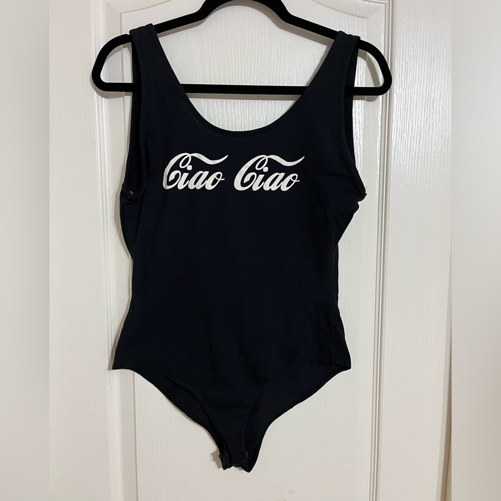 “Ciao Ciao” Black Bodysuit - Charlotte Russe